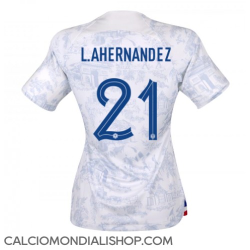 Maglie da calcio Francia Lucas Hernandez #21 Seconda Maglia Femminile Mondiali 2022 Manica Corta